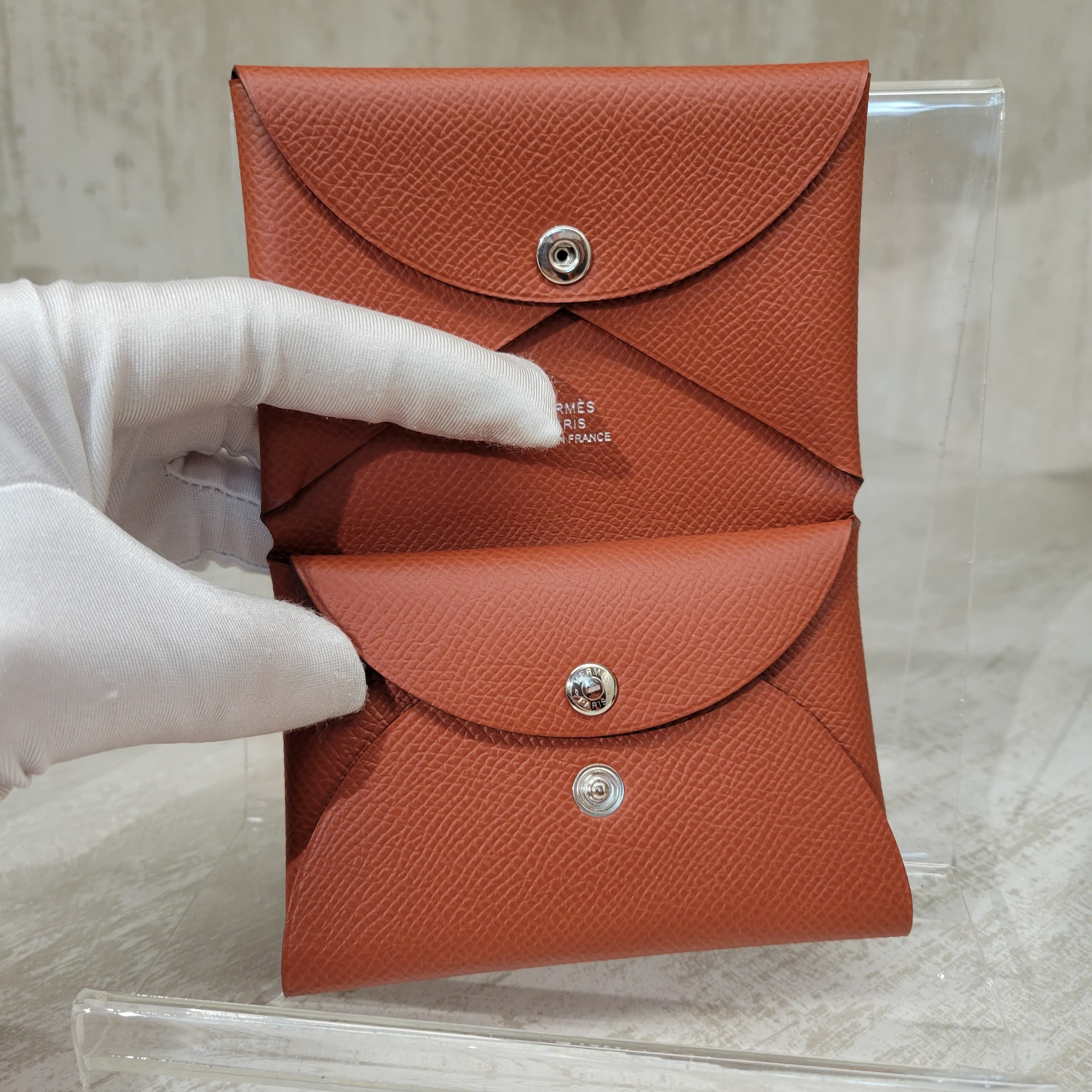 HERMES CALVI DUO 6c cuivre EPSOM  南瓜色