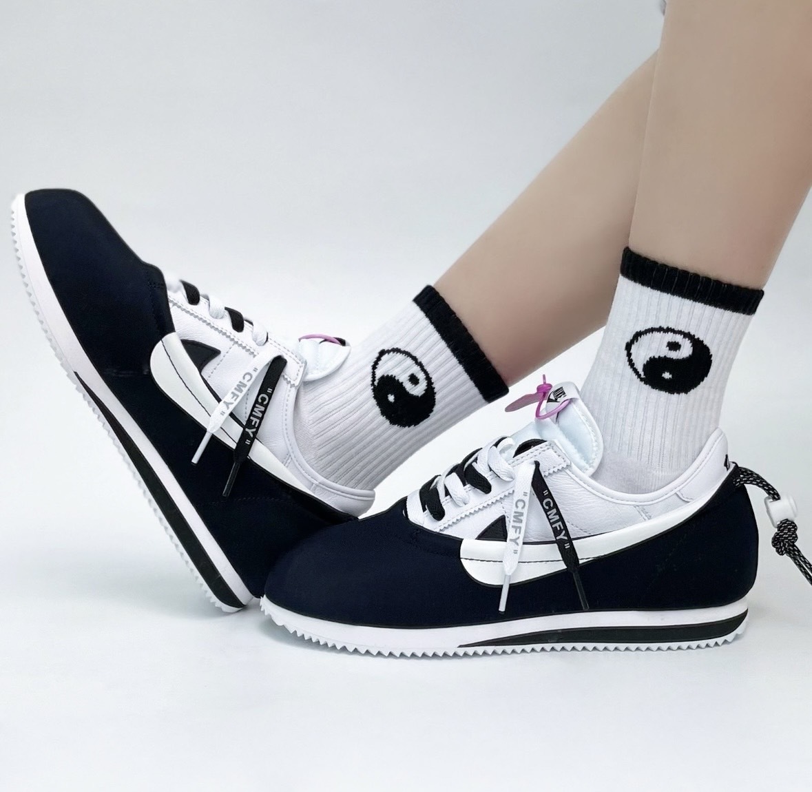 CLOT x Nike Cortez SP “Black White” 陰陽太極 低幫 阿甘鞋聯名功夫鞋三合一 可拆卸 DZ3239002