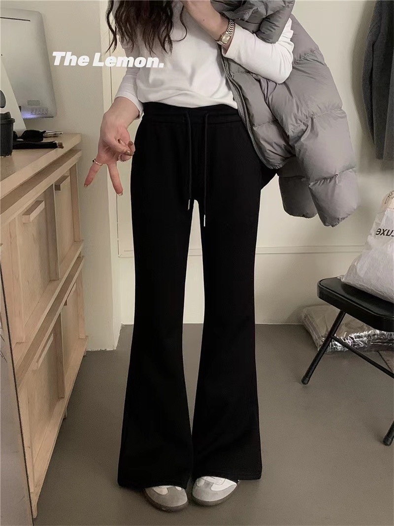 鬆緊腰抽繩棉質微喇叭褲 9912