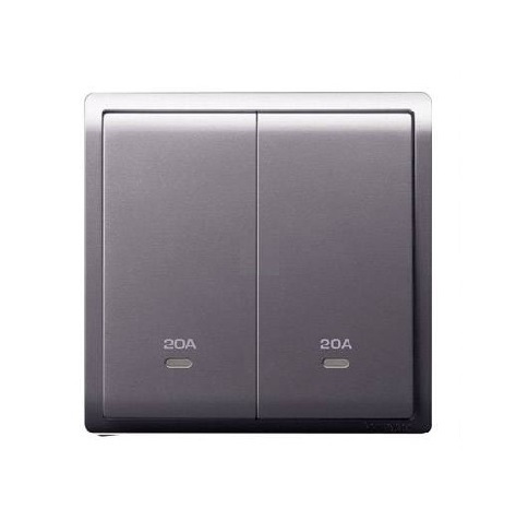 R062 Schneider 20A 2位燈曲連指示燈(銀色)