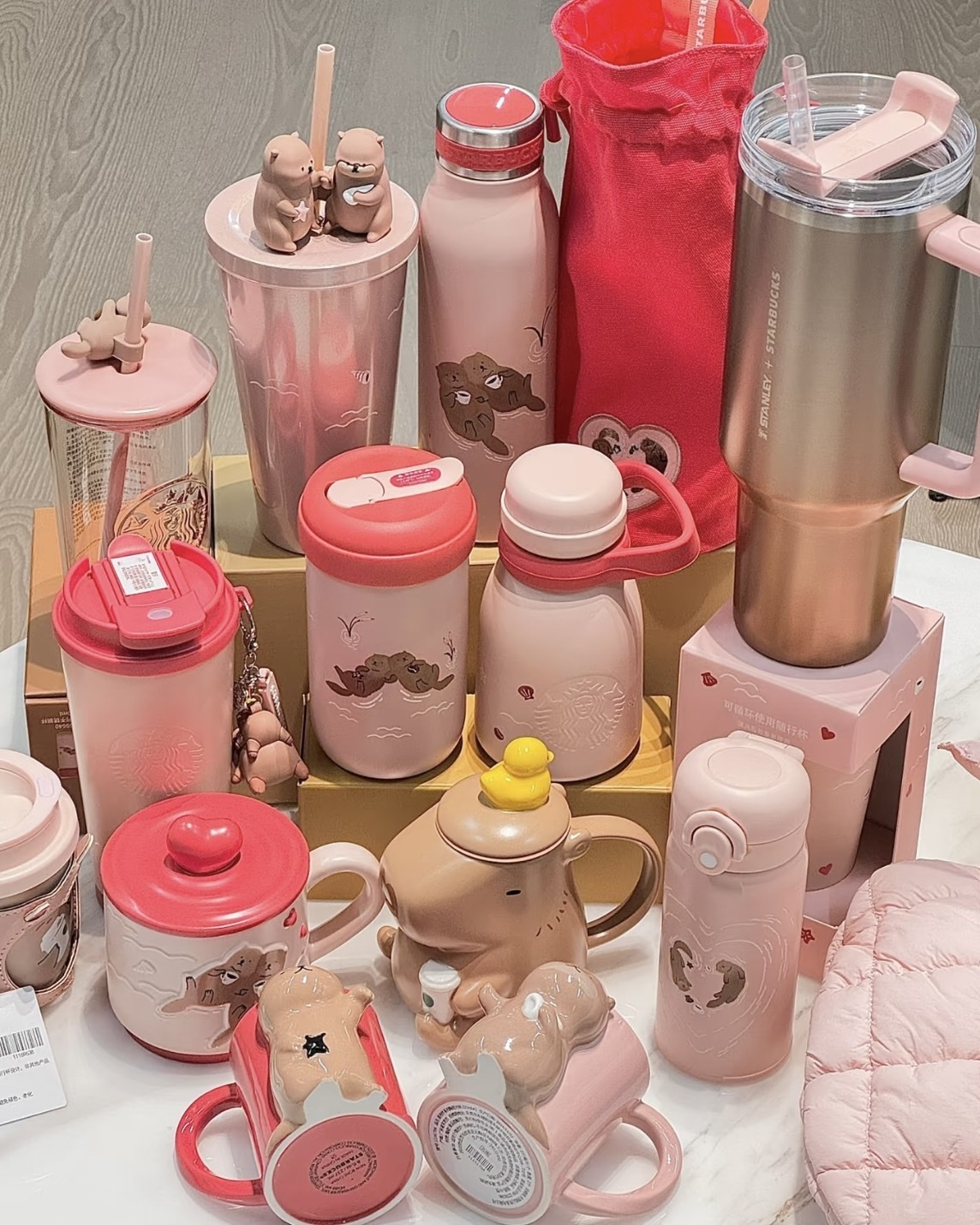 Starbucks 星巴克 萌寵系列 水豚君 櫻花粉 玻璃杯 保溫杯