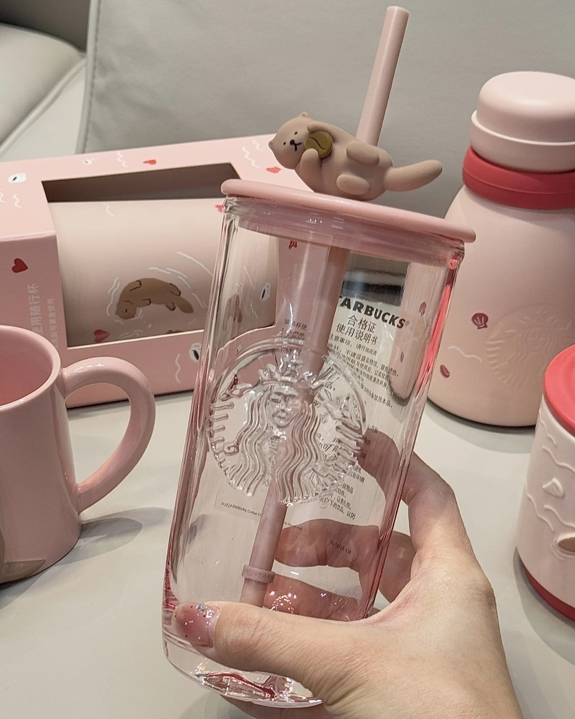 Starbucks 星巴克 萌寵系列 水豚君 櫻花粉 玻璃杯 保溫杯