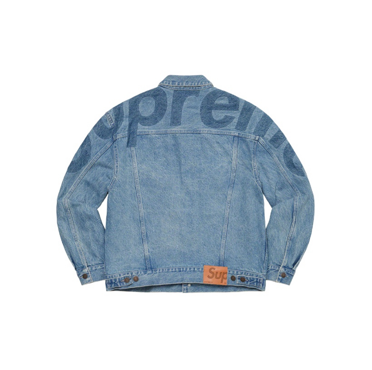 SUPREME INSET LOGO DENIM TRUCKER JACKET 背後 大LOGO 單寧 牛仔 外套 -SS22J17