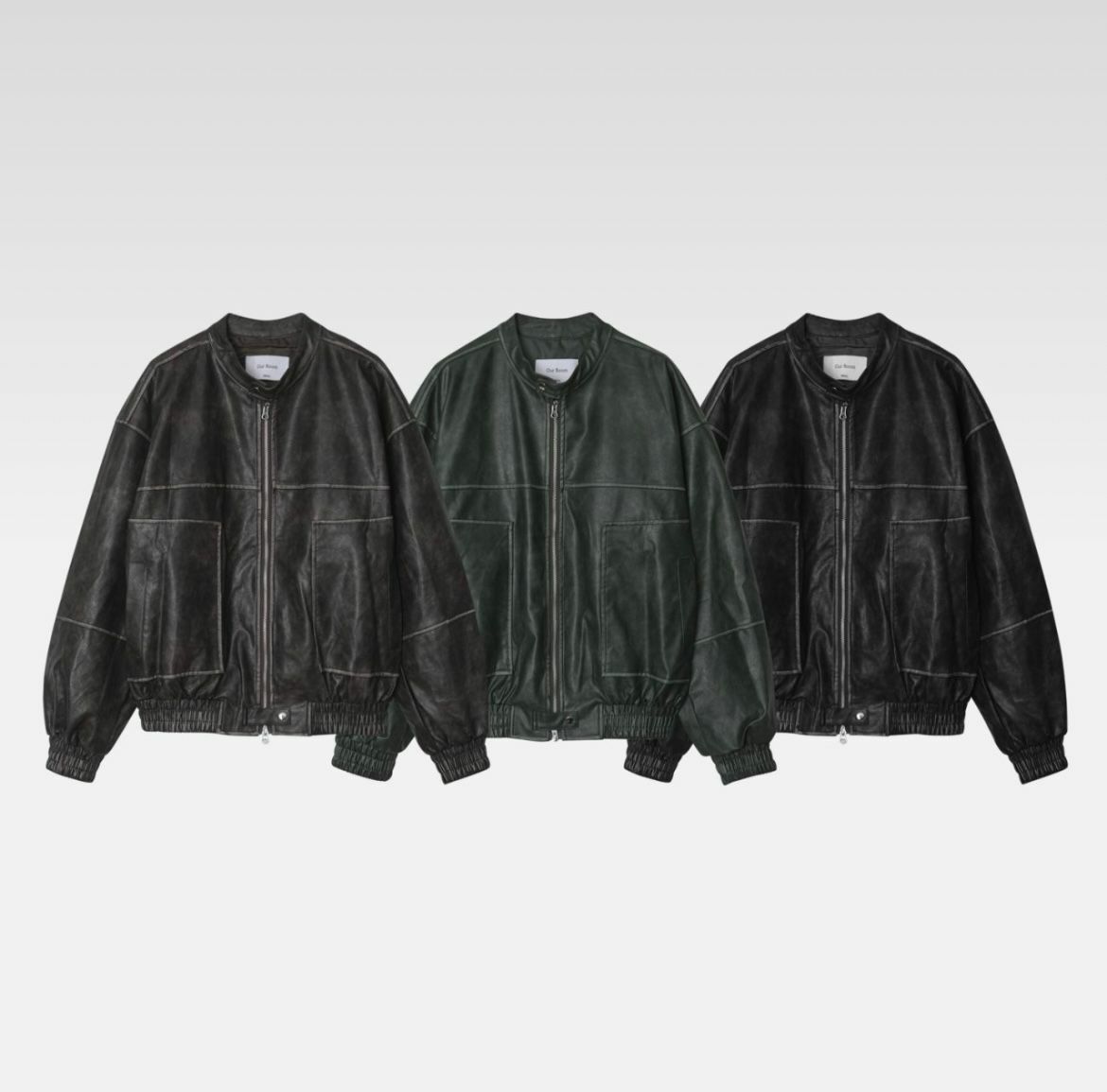 企領拉鍊合成皮褸 OUR ROOM-028JK