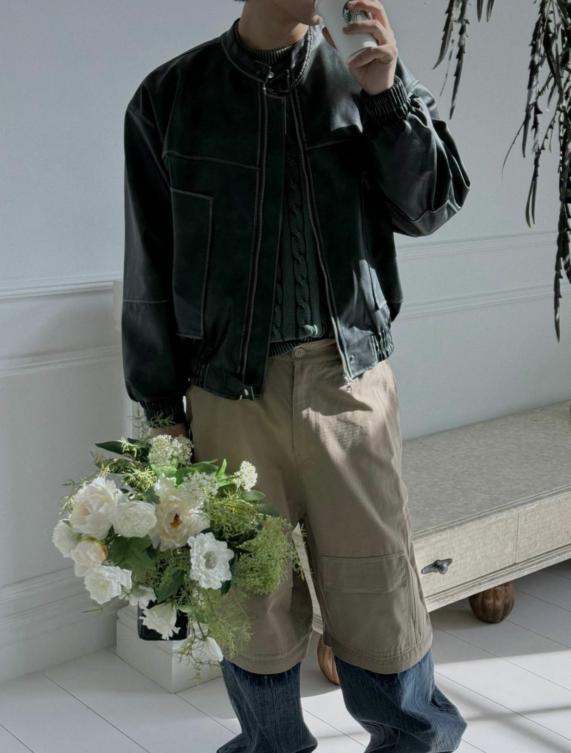 企領拉鍊合成皮褸 OUR ROOM-028JK