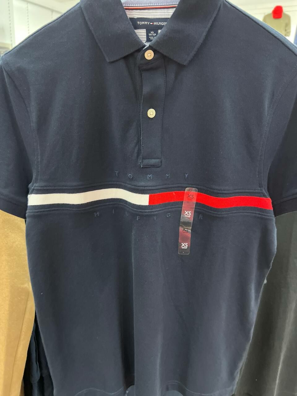 [S] TOMMY HILFIGER TOMMY HILFIGER REGULAR FIT POLO EMBROIDERED STRIPE LOGO,NAVY, 78JB117-410 [FINAL SALE] (STH900)
