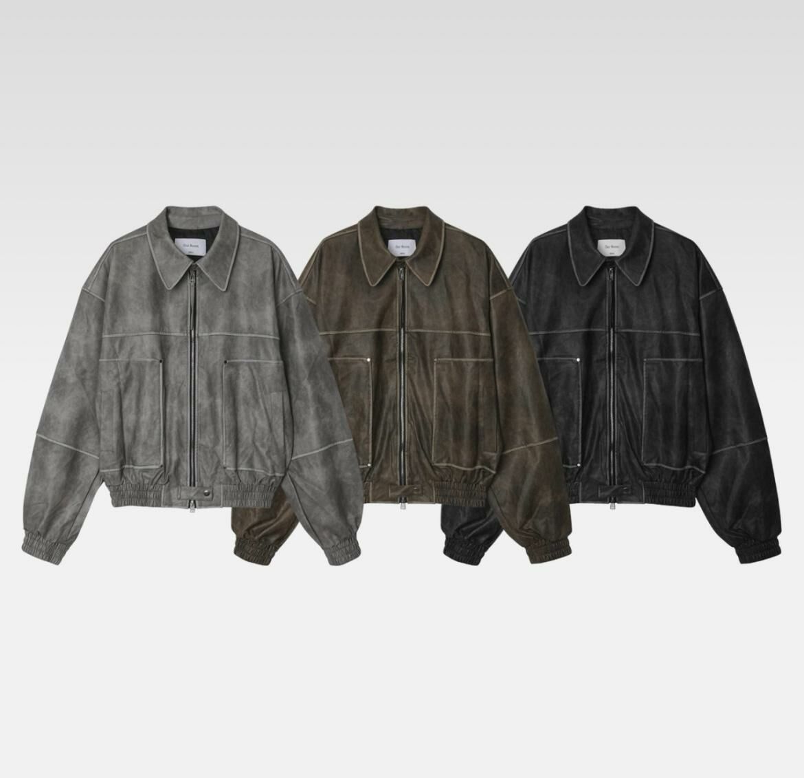 反領拉鍊合成皮褸 OUR ROOM-029JK