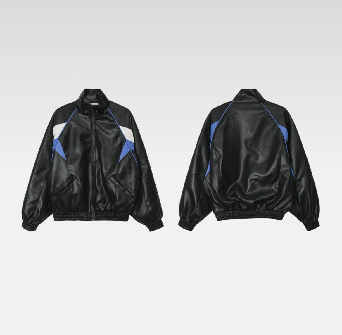 企領拼色拉鍊合成皮褸 OUR ROOM-031JK