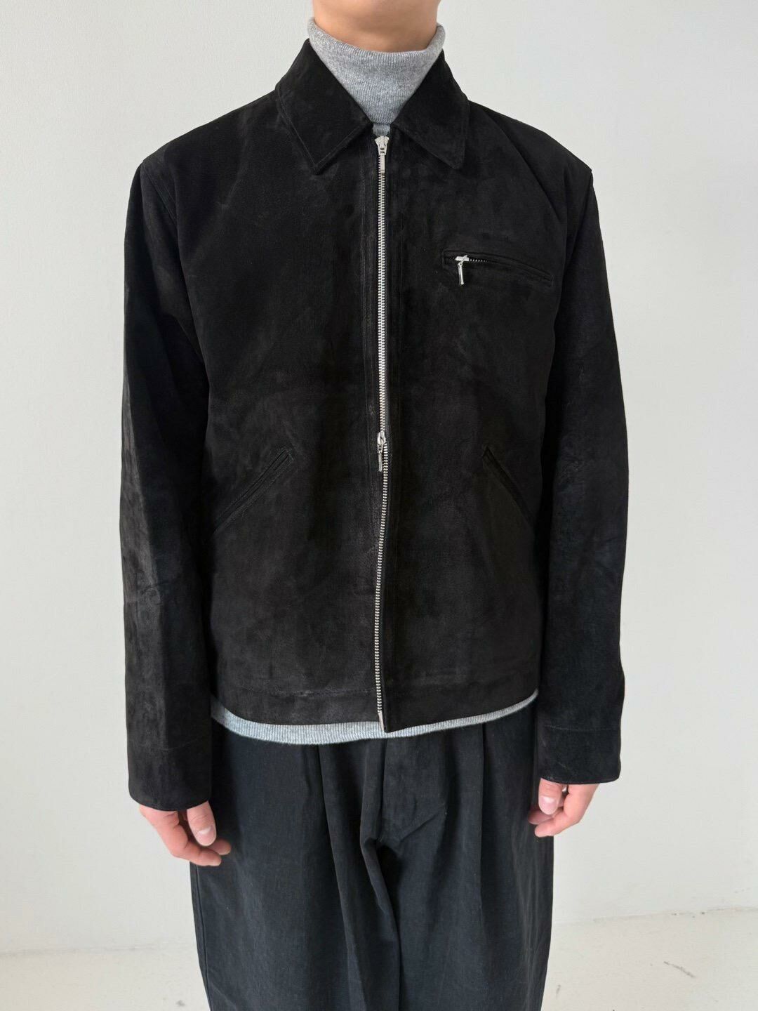 反領拉鍊猄面褸 LANE-063JK