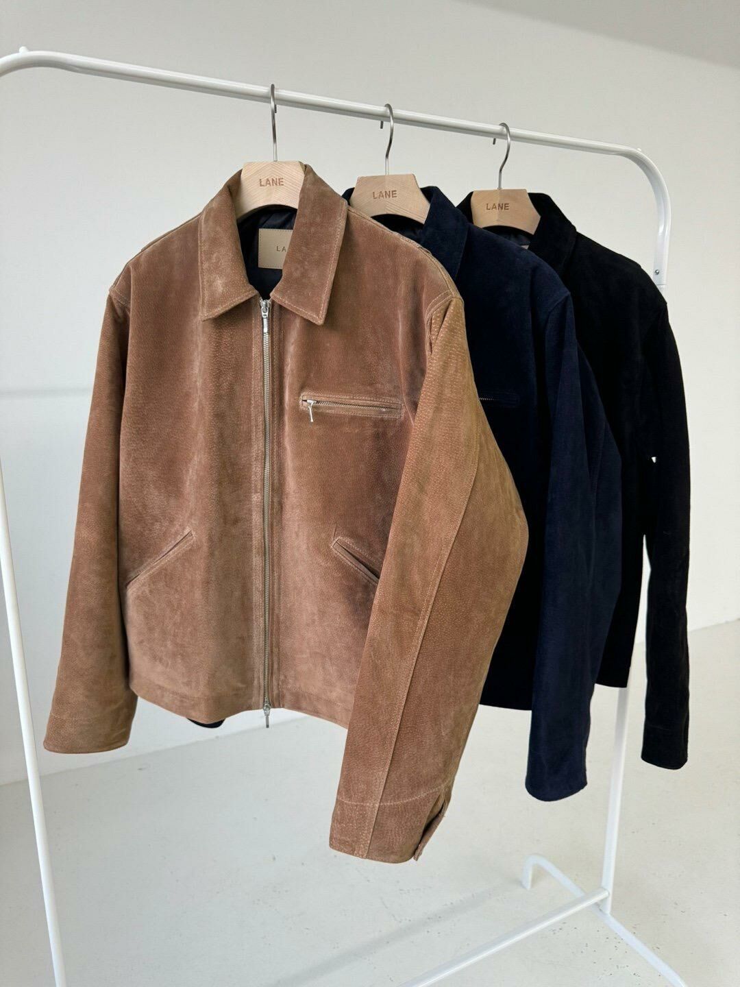 反領拉鍊猄面褸 LANE-063JK