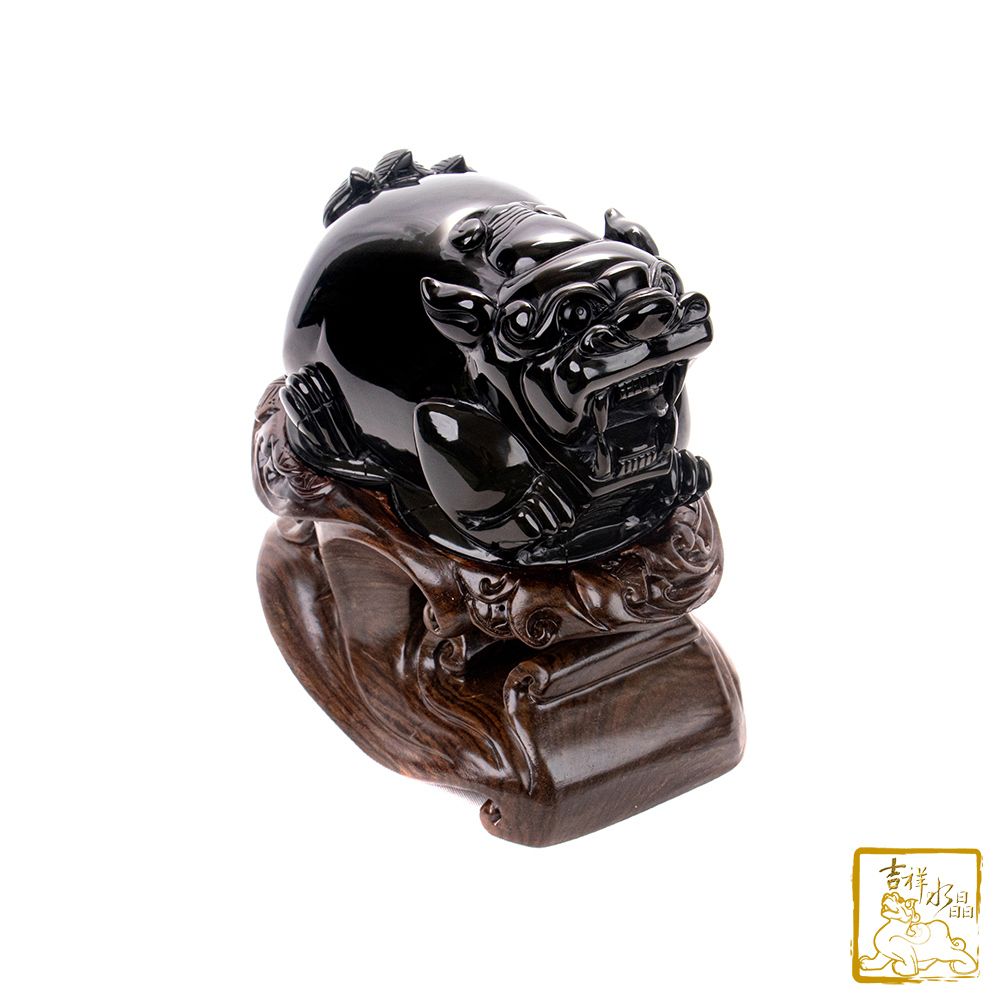 頂級彩虹黑曜石貔貅 3.78kg 招財避邪