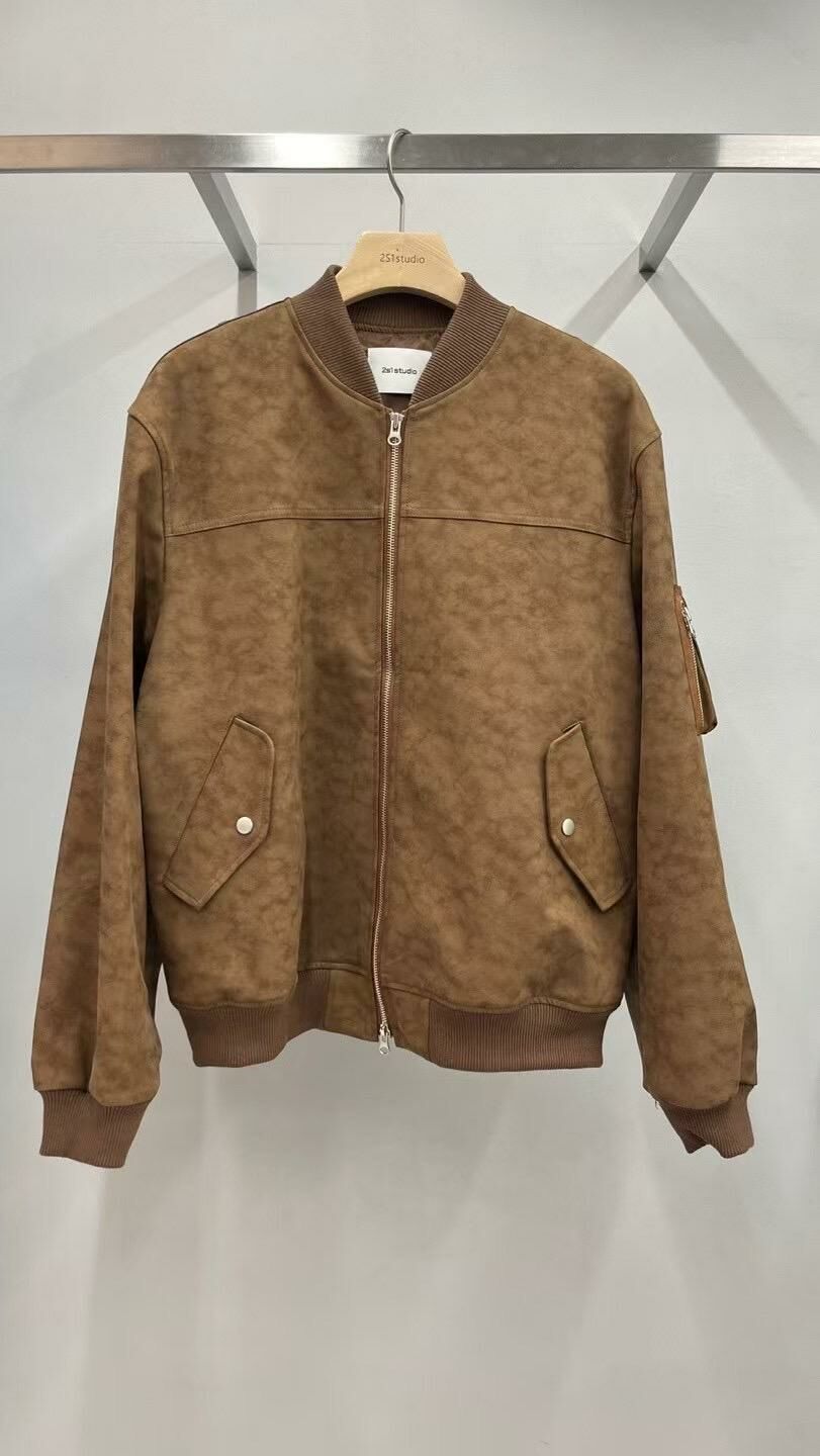 淨色拉鍊合成皮褸 2S1-001JK