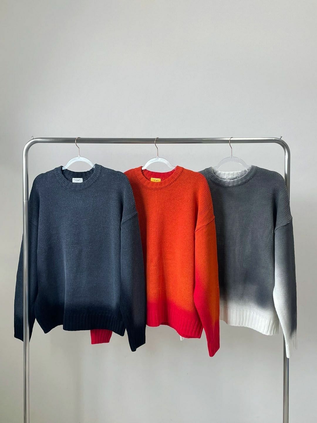 仿污圓領針織衫 3.14-068T