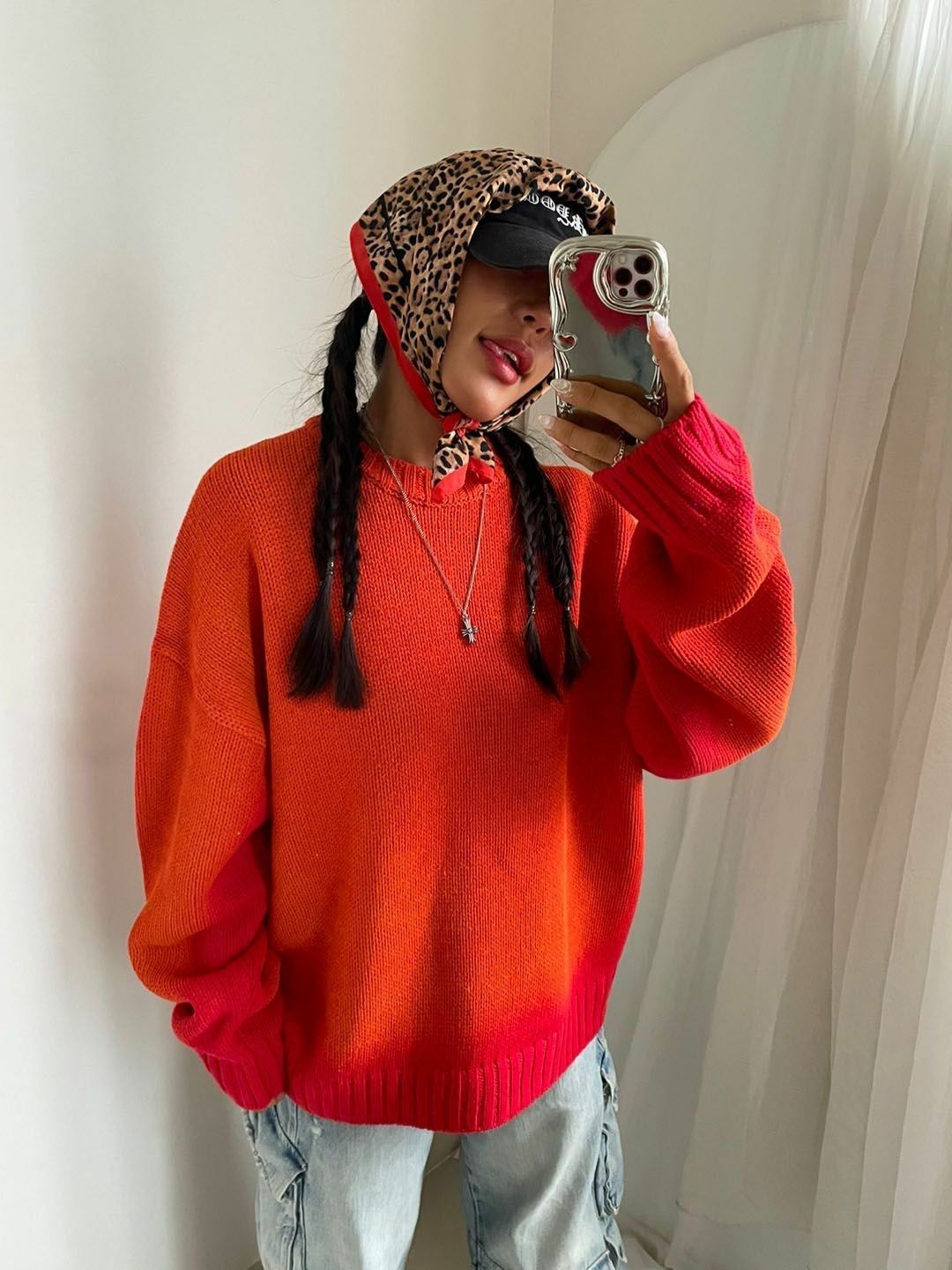 仿污圓領針織衫 3.14-068T