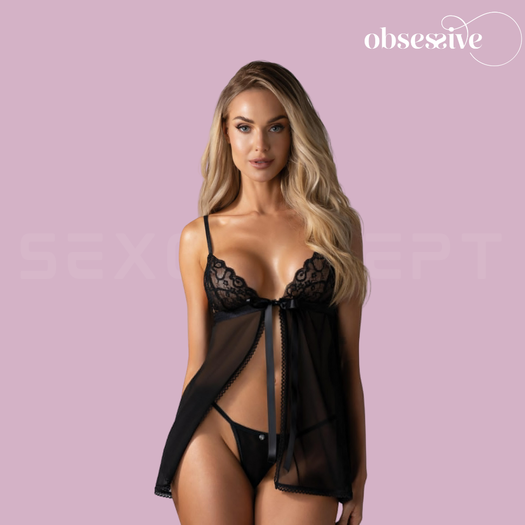 Obsessive - Blomentis babydoll & thong - XS/S/M/L
