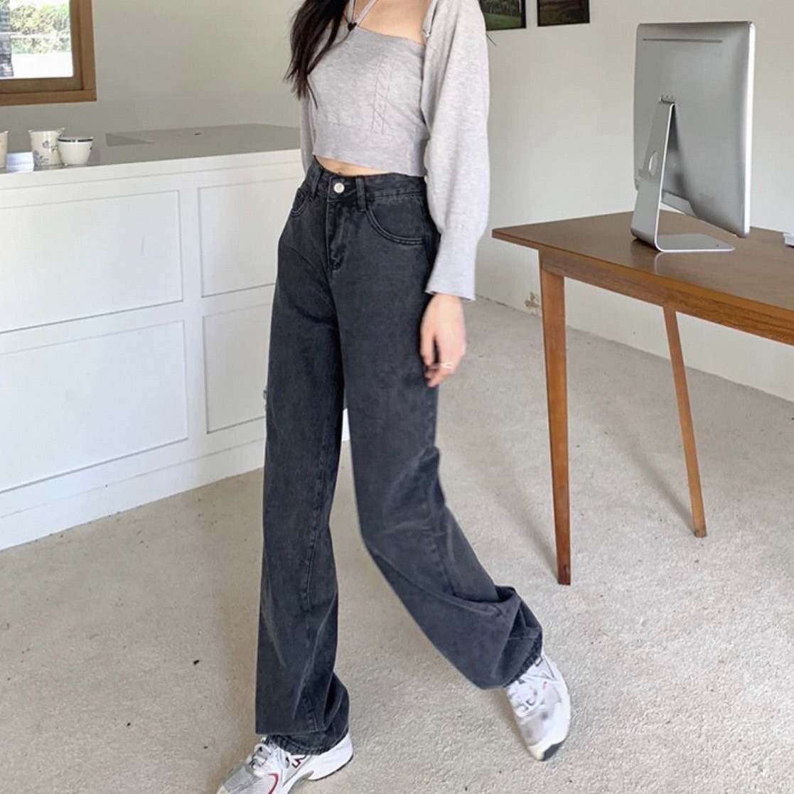年末出清✧˖°. 經典版型 煙灰色直筒牛仔褲