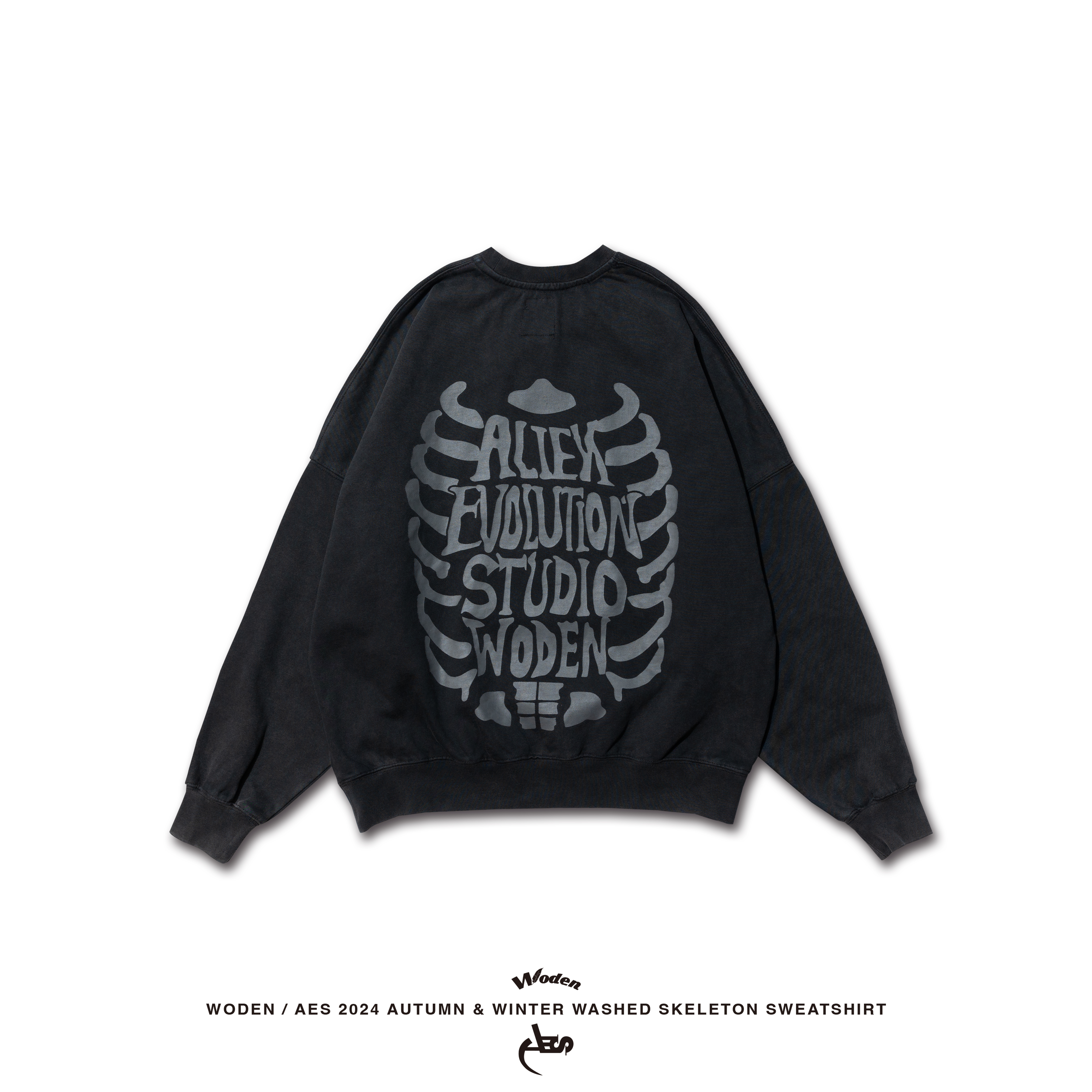 WODEN® X AES® 2024 Autumn & Winter Washed Skeleton Swea