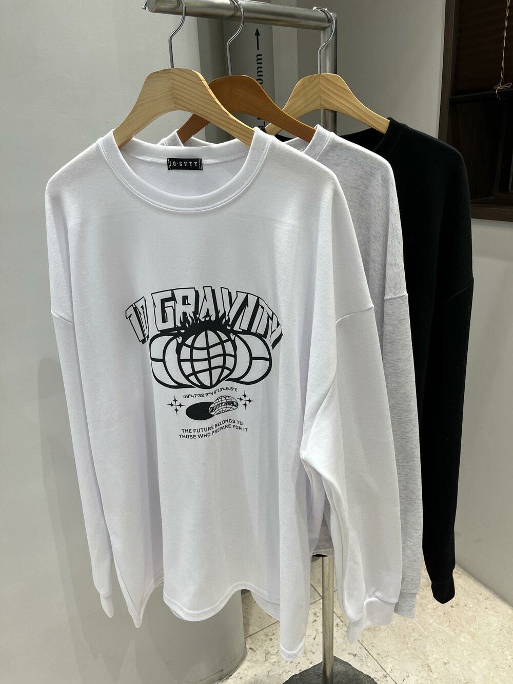 OverSize英文字圖案長袖衫 10.GVTY-0183T