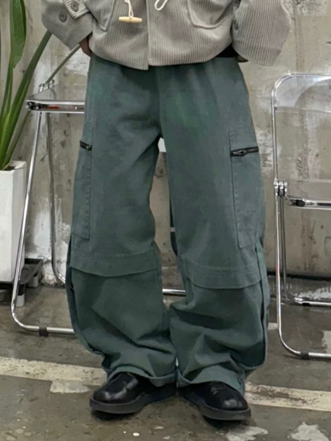 淨色工裝鬆身褲 P3047