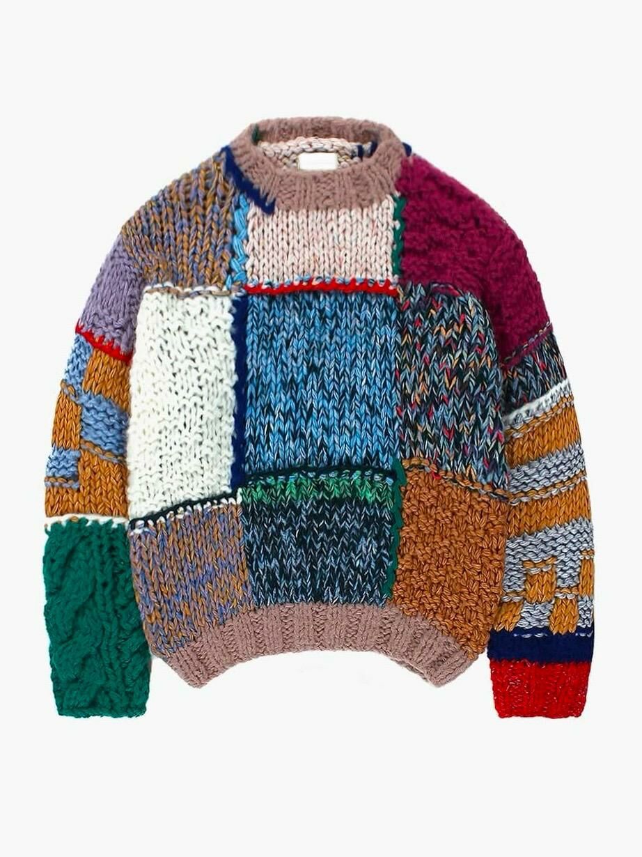 圓領格仔針織衫 T5652