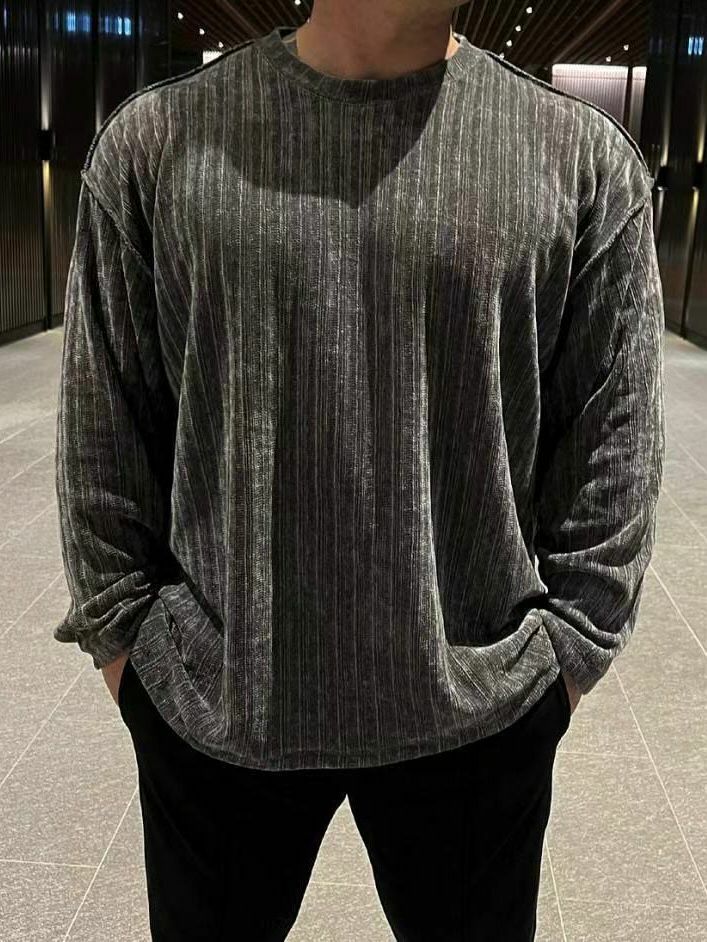 淨色暗直紋長袖衫 T5654