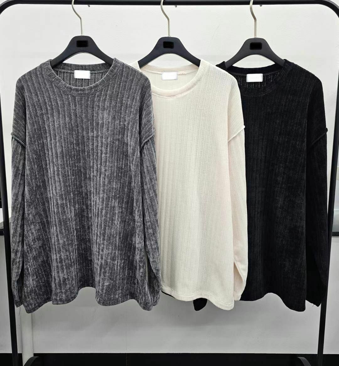 淨色暗直紋長袖衫 T5654