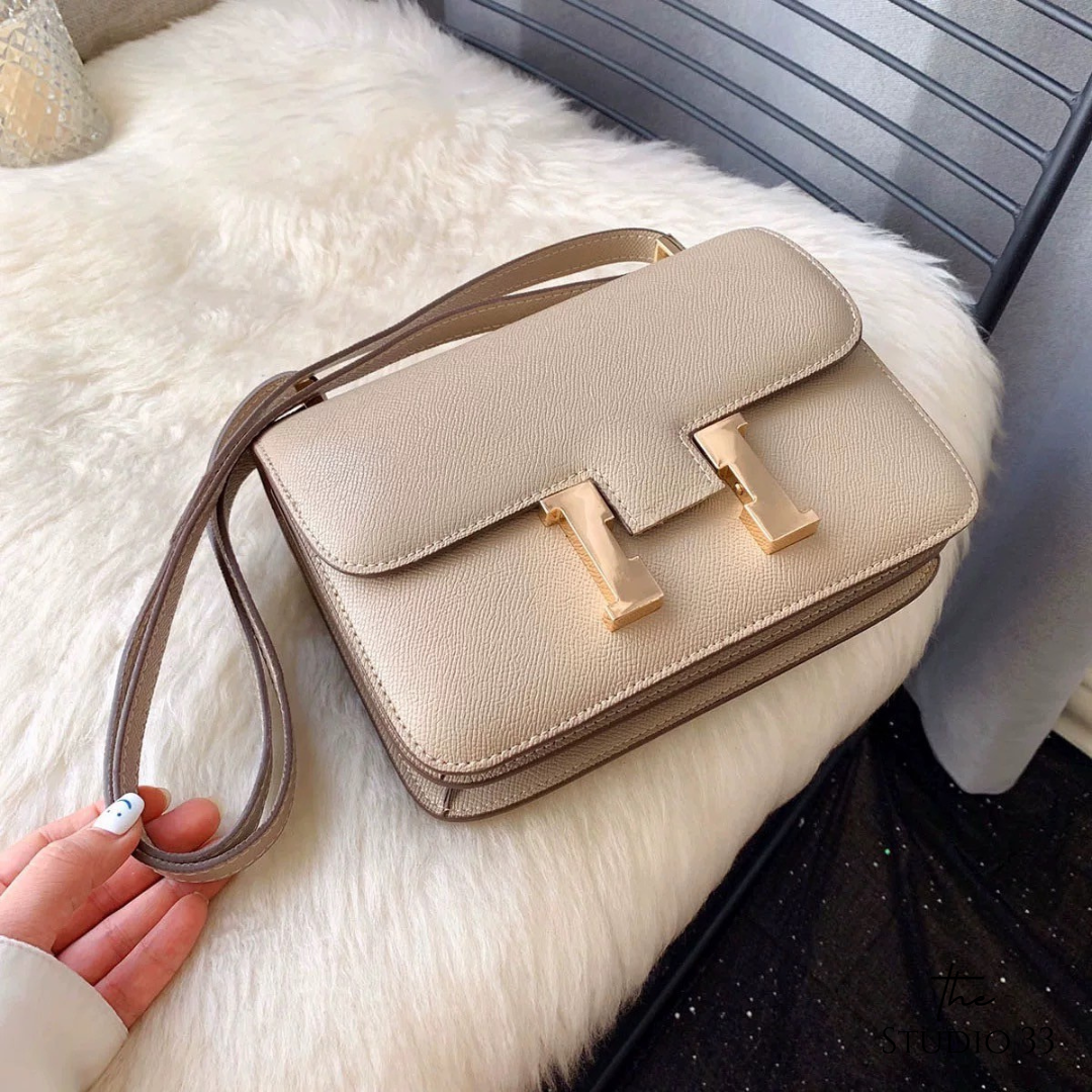 H釦真皮方包(19cm)