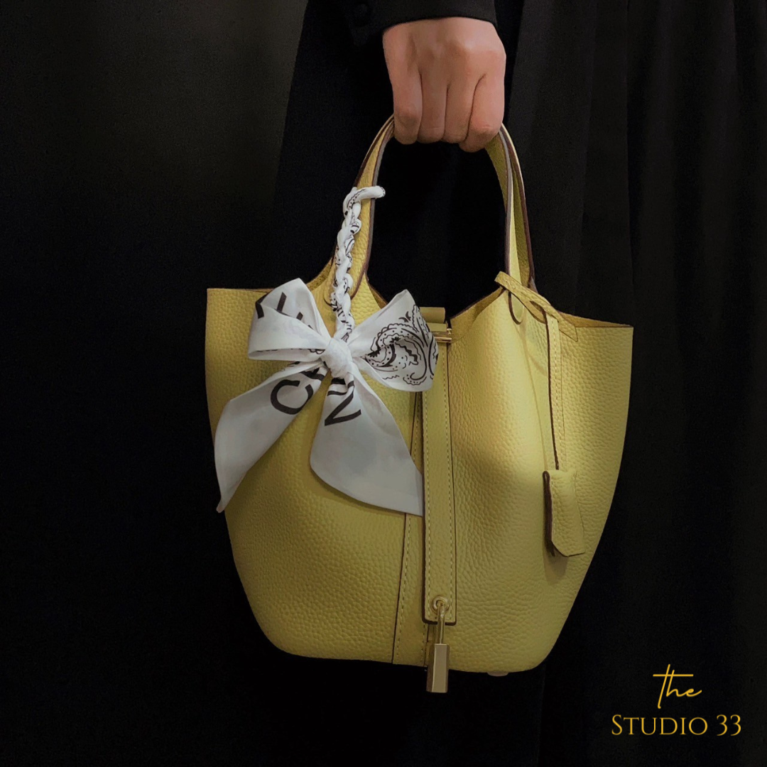 真皮手提水桶包