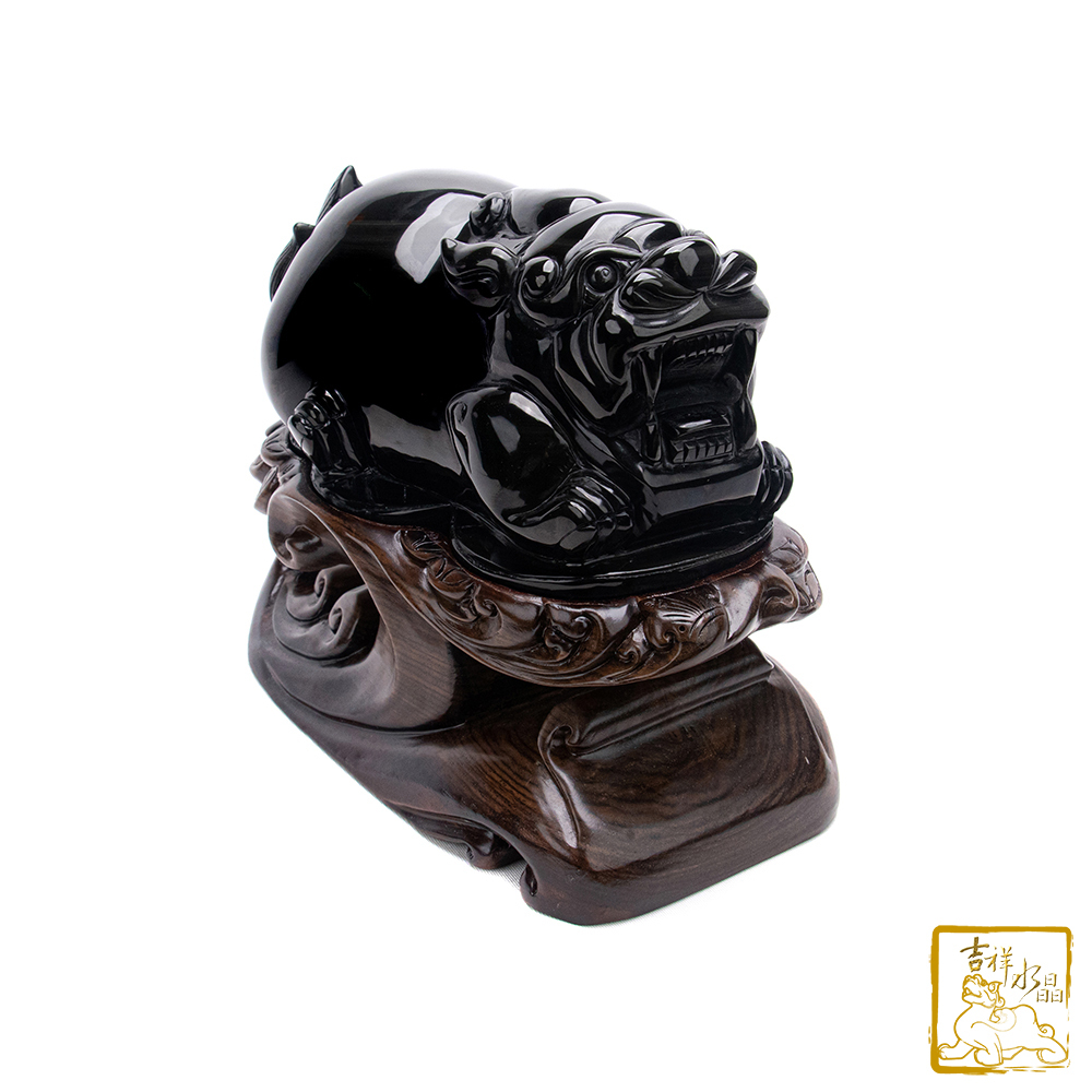 頂級彩虹黑曜石貔貅 4.45kg 納財聚福