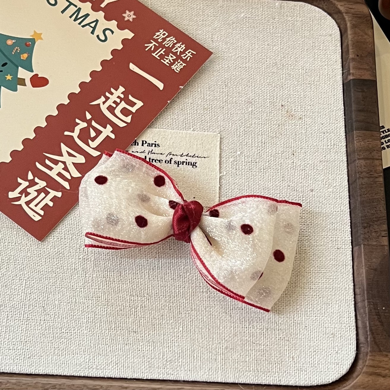 [4 FOR RM10] Korean Style Polka Dot Ribbon Bow Hair Clip