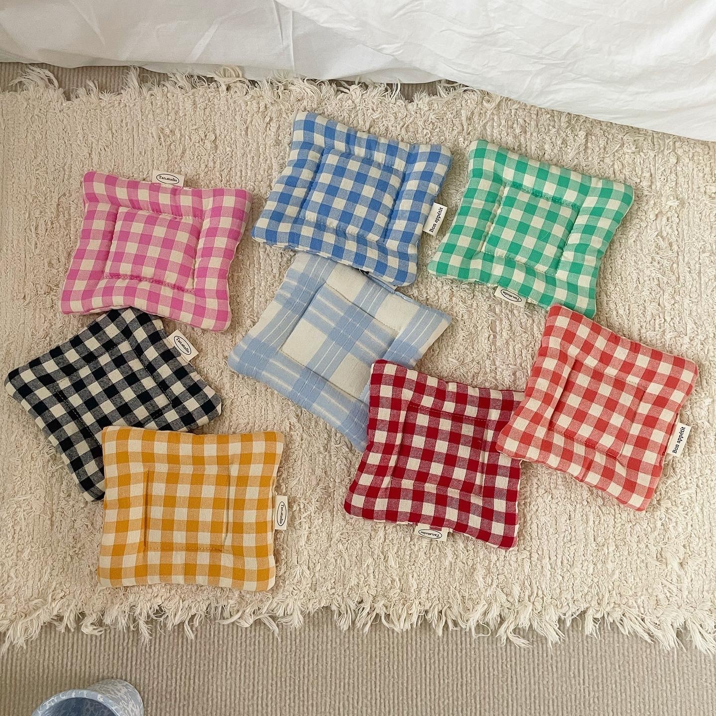 《5597》ins格子夾棉杯墊