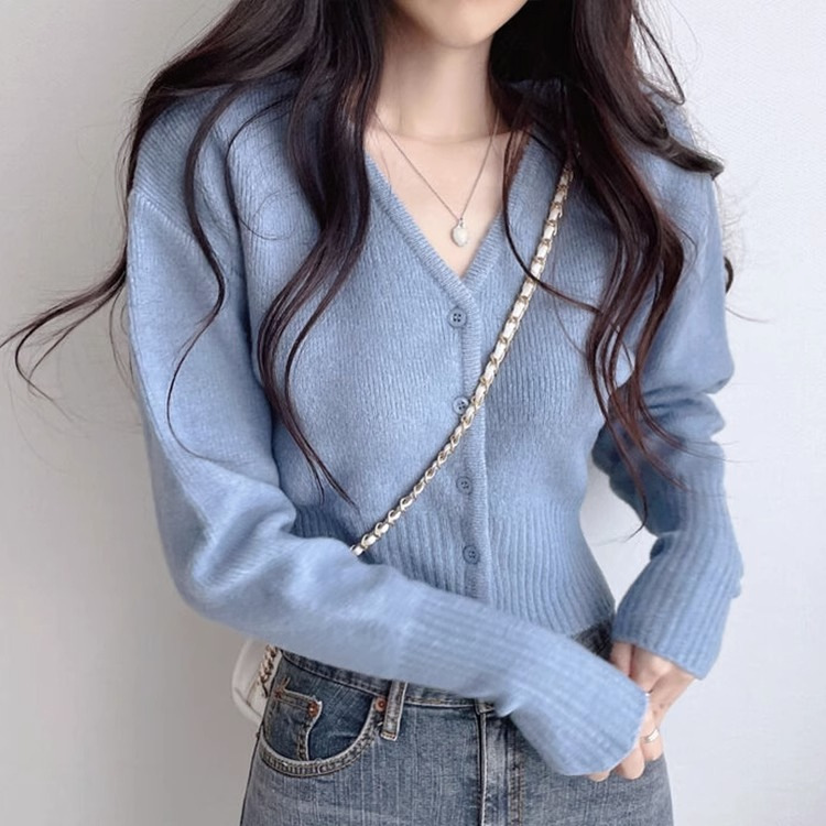 Korean-Style Short Knit Cardigan