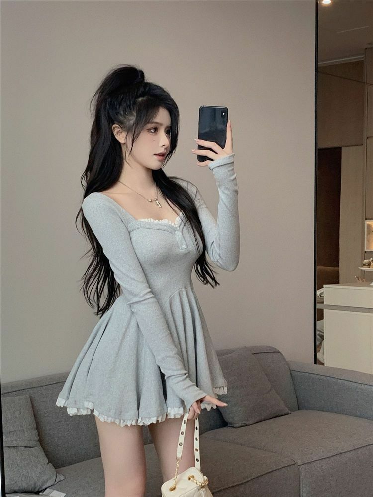 French-Style Chic Long-Sleeve Dress