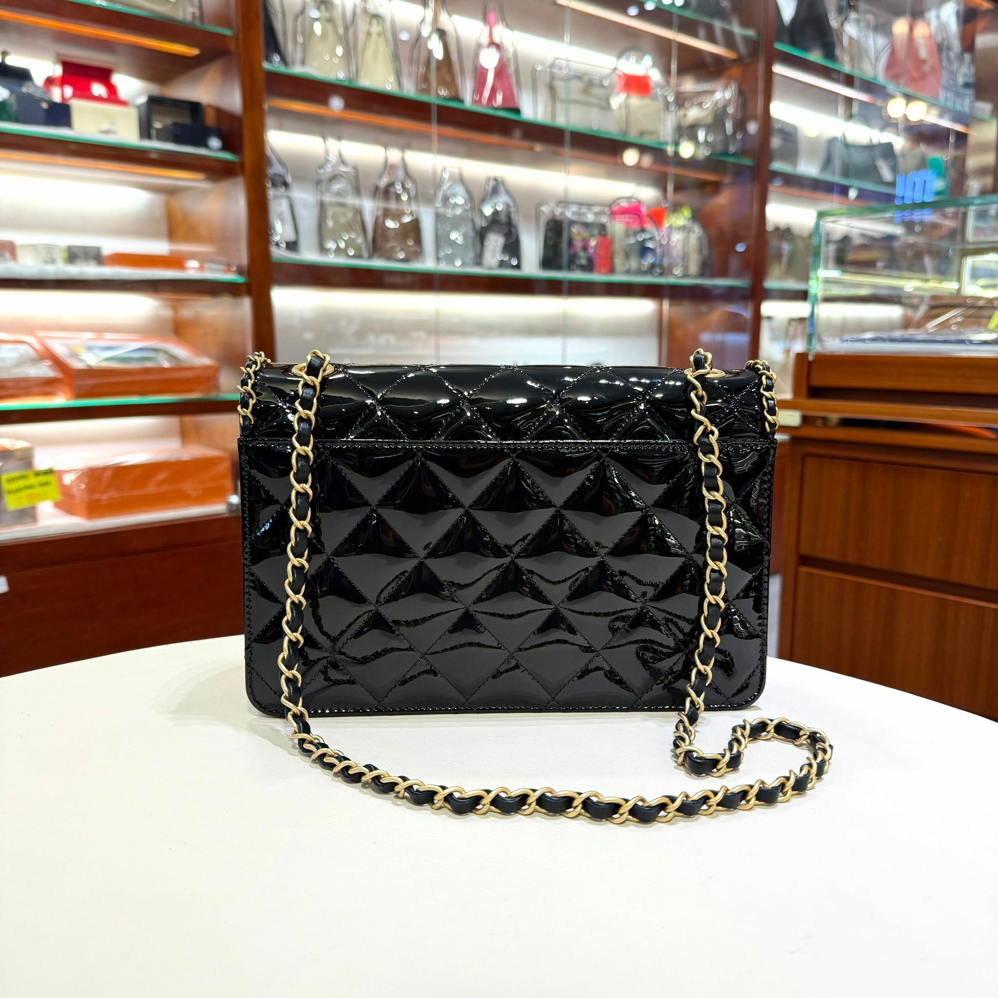 全新CHANEL單肩包 AS4900 黑色亮面爱心金鏈#BRAND NEW #香榭站正品