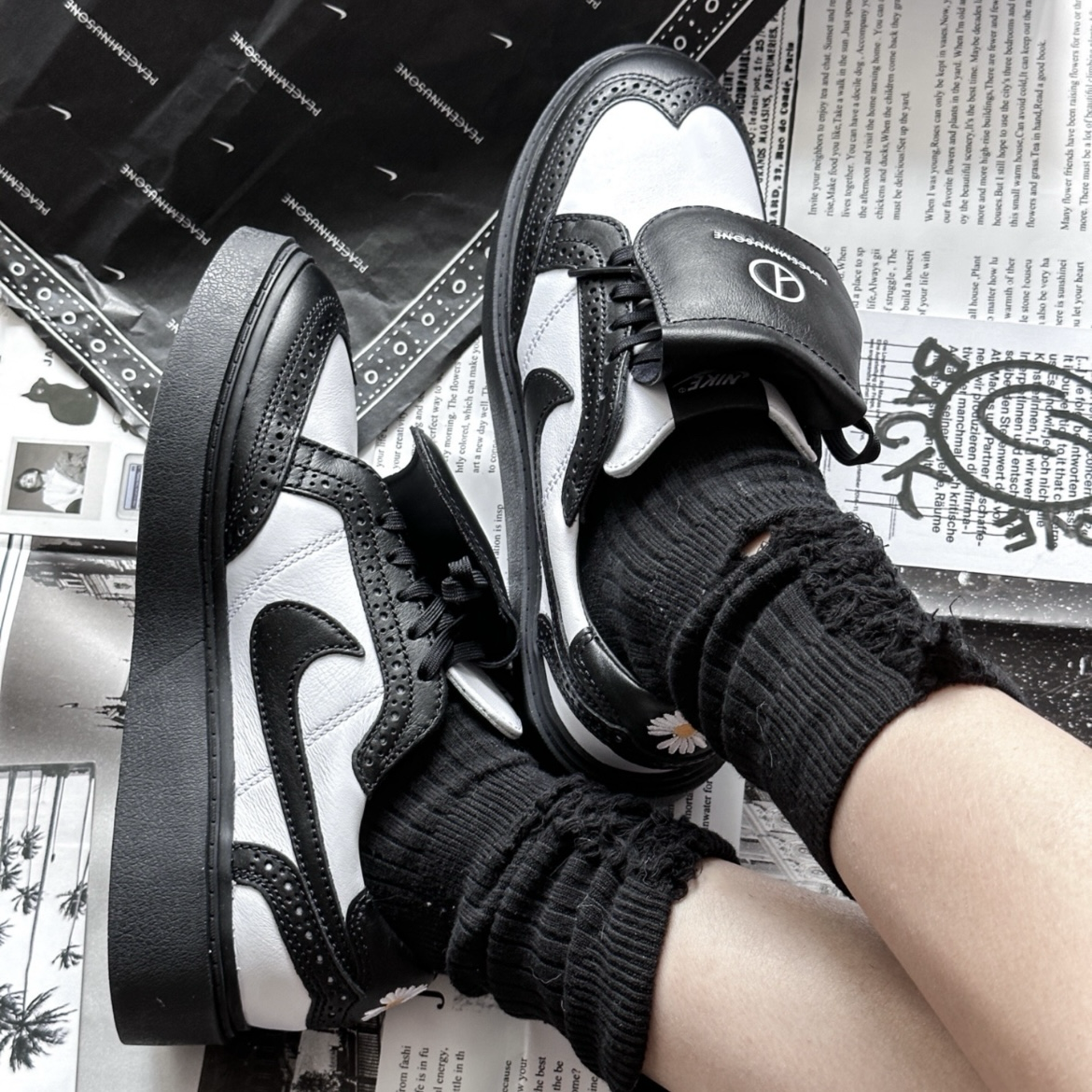 Nike Kwondo 1 x PEACEMINUSONE 黑白熊貓 雛菊 雕花 GD 權志龍 聯名 牛津鞋