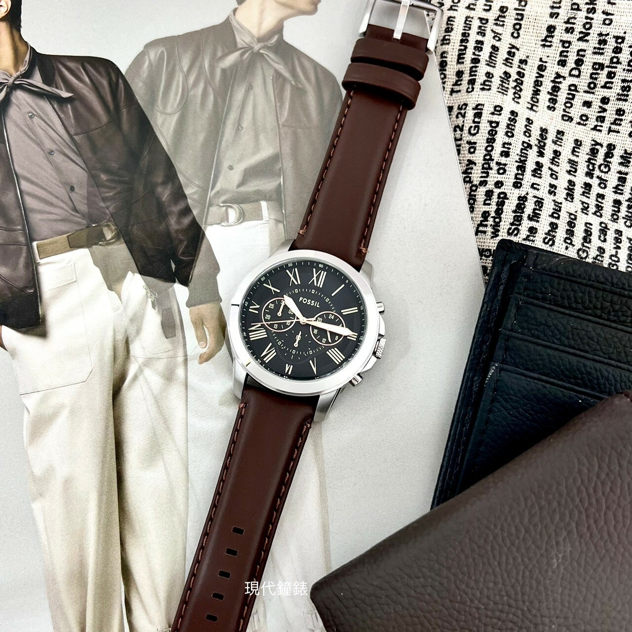 【FOSSIL】Grant 系列 羅馬時標計時腕錶FS4813 44mm現代鐘錶