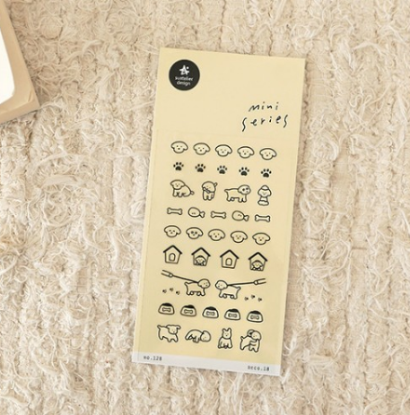 迷你點綴用貼紙 線條小狗｜ SUATELIER 韓國