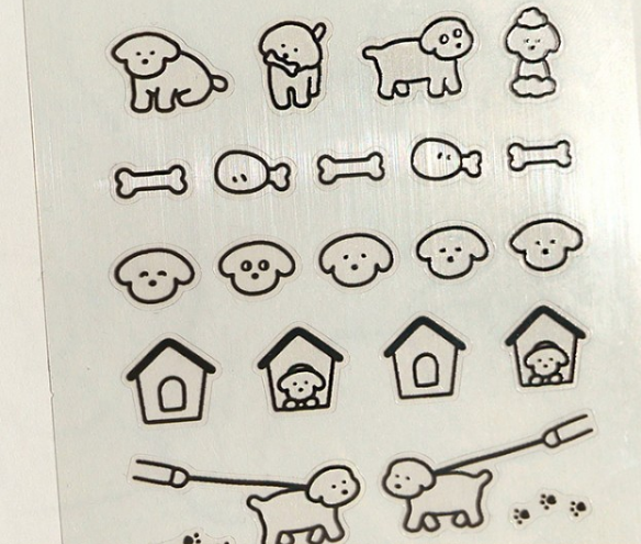 迷你點綴用貼紙 線條小狗｜ SUATELIER 韓國