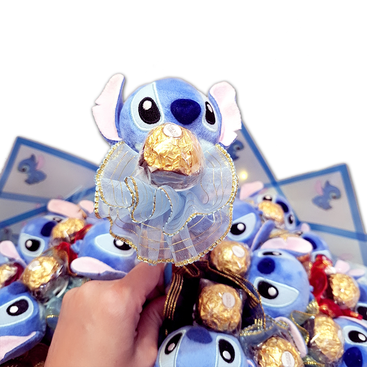 30-50支史迪奇金莎棉花糖婚禮花束,史迪奇金莎棉花糖畢業分享花束,stitch ferreo rocher shared bouquet