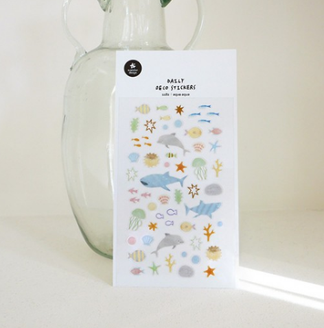 透明手帳用貼紙 海洋生物｜ SUATELIER 韓國