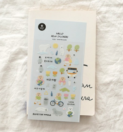 透明手帳用貼紙 拯救地球｜ SUATELIER 韓國