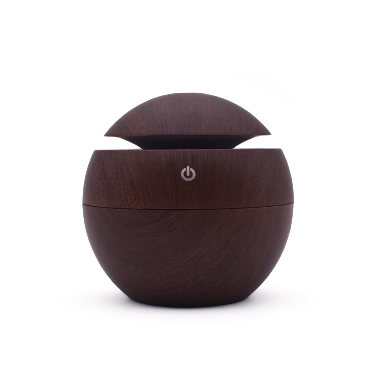 USB 迷你木纹圆形加濕器 (棉芯款) 130ml No:500291