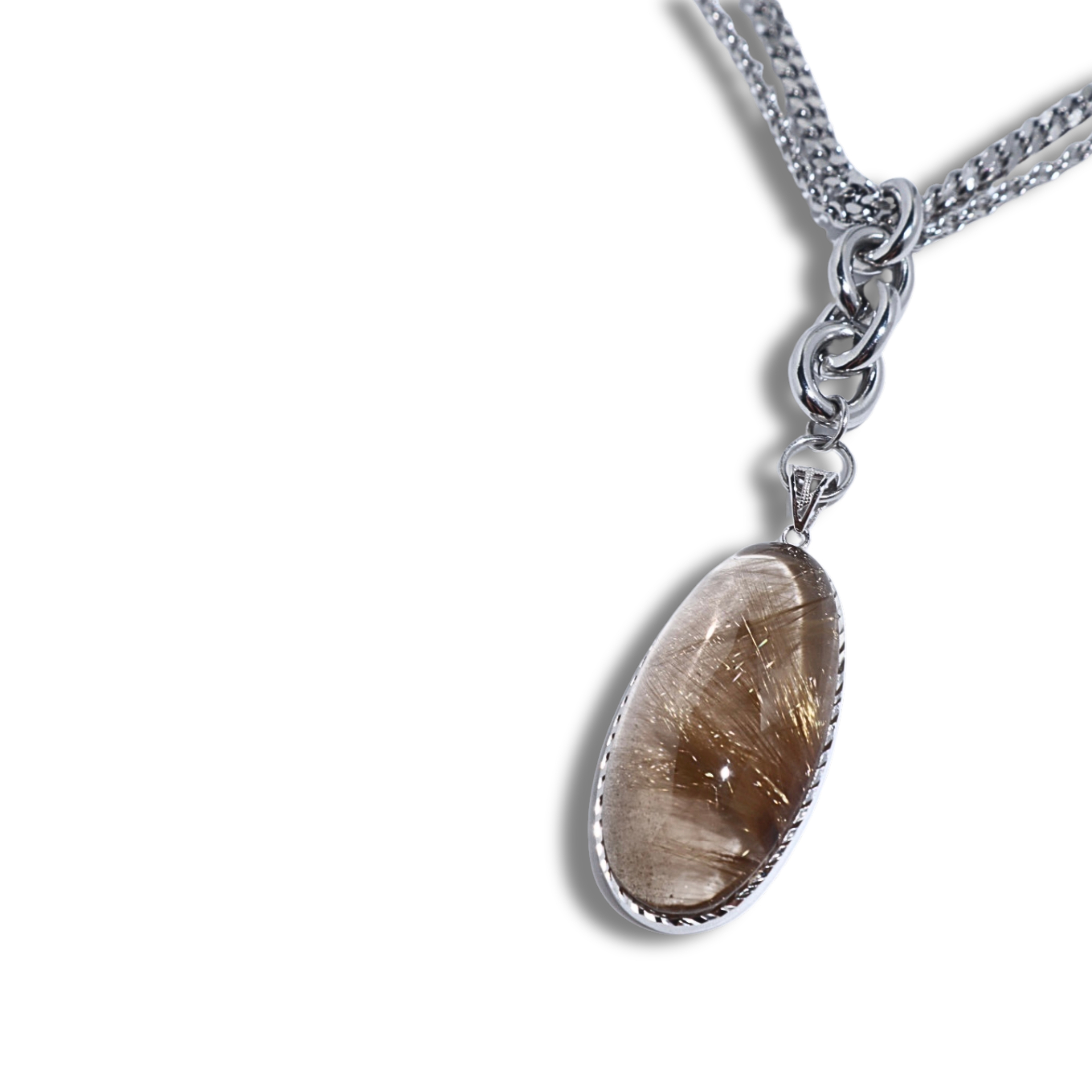 Premium Quality Golden Rutilated Quartz Pendant & Necklace