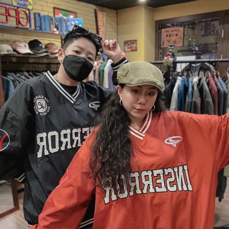 V領棒球運動寬版長袖TEE