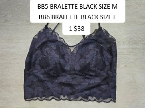 1 BB5 BRALETTE (BLACK) SIZE M
