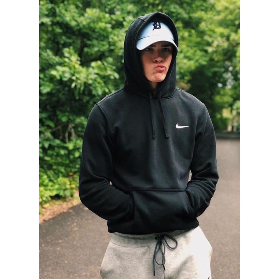 【現貨】 Nike 刺繡 小勾 Nsw Hoodie 黑色 寶寶藍內刷毛 帽T Logo 厚磅鋪棉帽T 623453-493