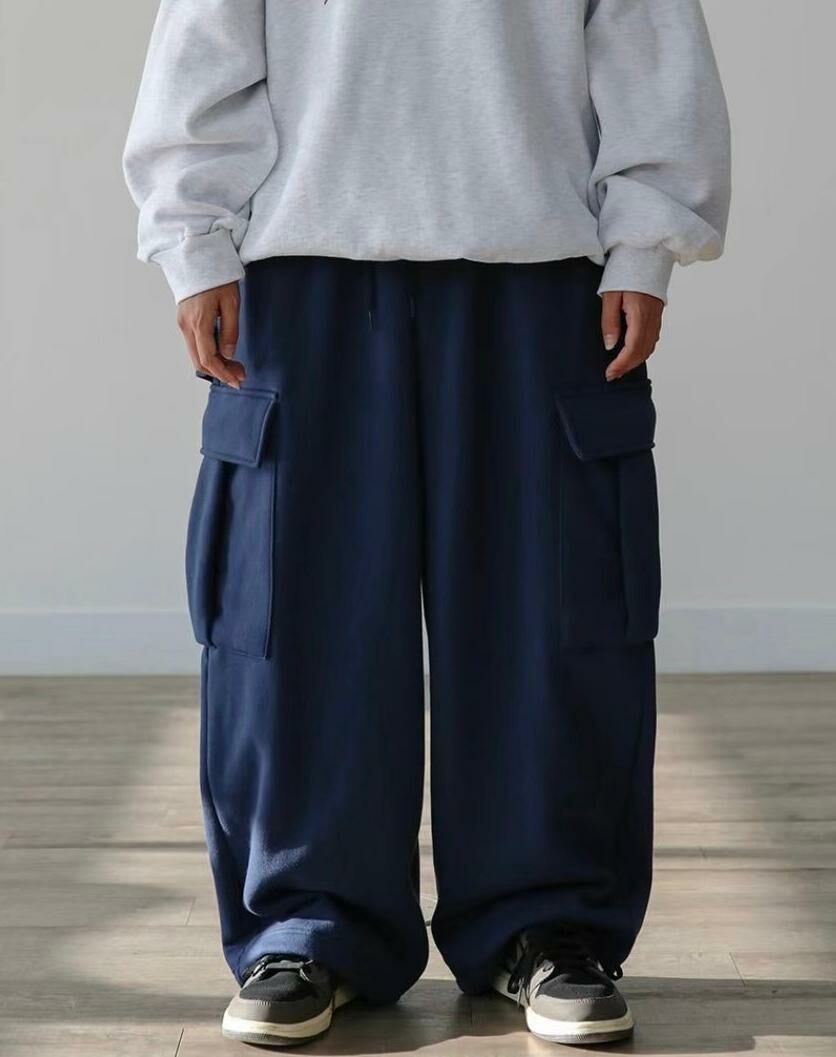 淨色可束腳工裝鬆身運動褲(薄抓毛底) P3043