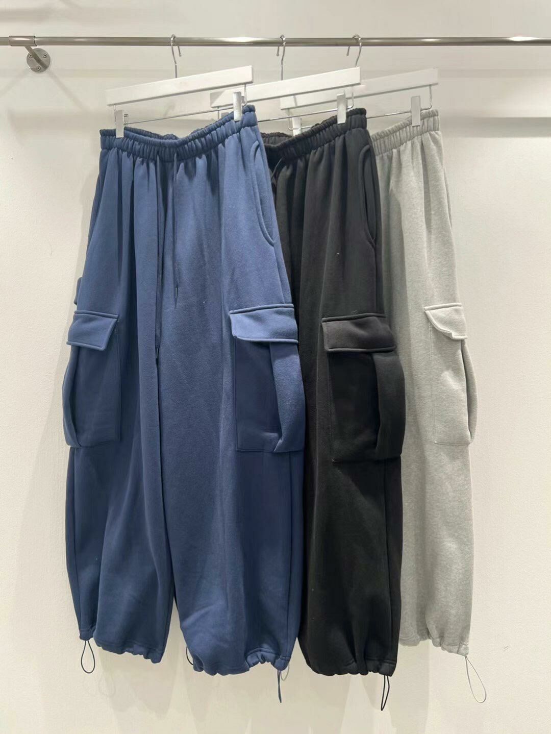 淨色可束腳工裝鬆身運動褲(薄抓毛底) P3043