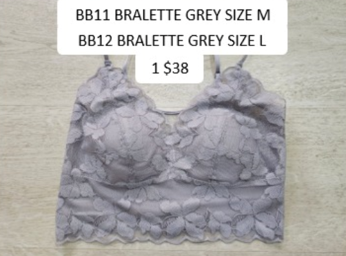 1 BB11 BRALETTE (GREY) SIZE M