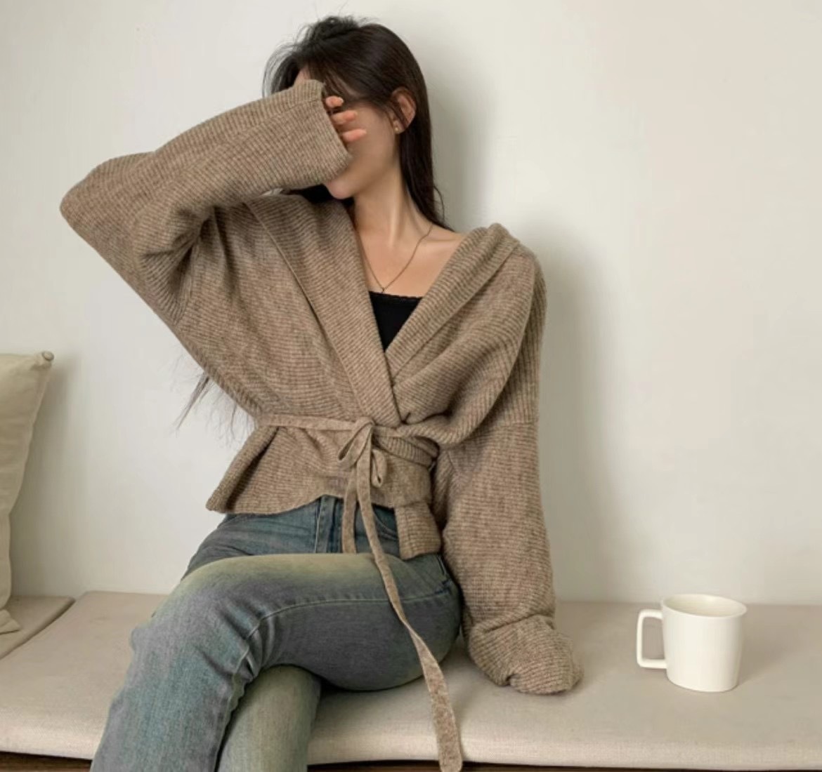 斷貨! 勁靚鬆身綁帶外套